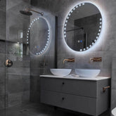 Specchio LED Rotondo | Pulsanti touch | Funzione anti-appannamento | Luce bianca fredda - Reyze Serie Edge Modello 6